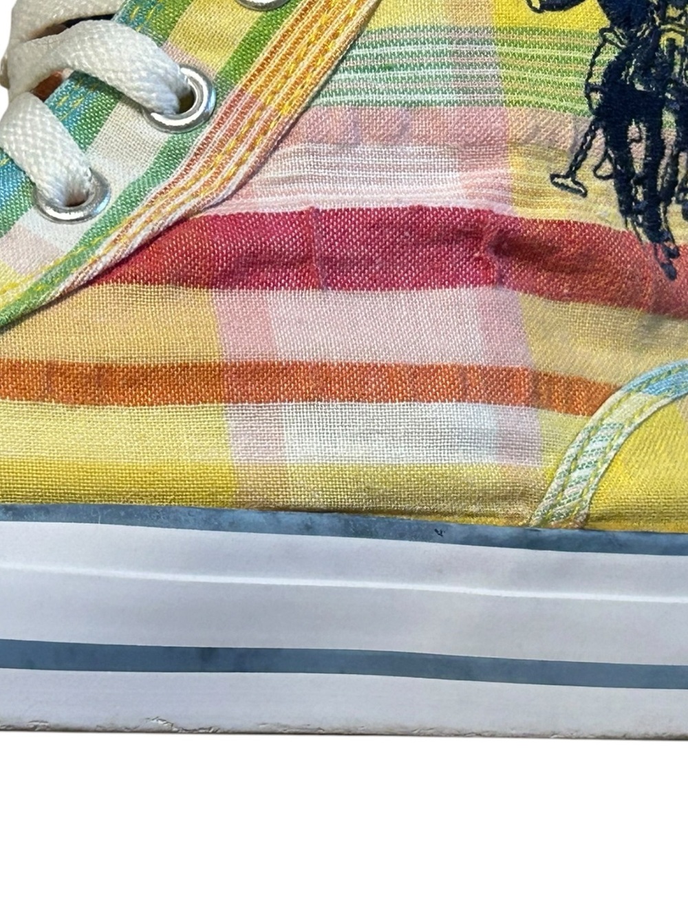 U.S. Polo Assn. Rainbow Plaid High Top Canvas Sneakers Size 7.5 - Picture 7 of 14